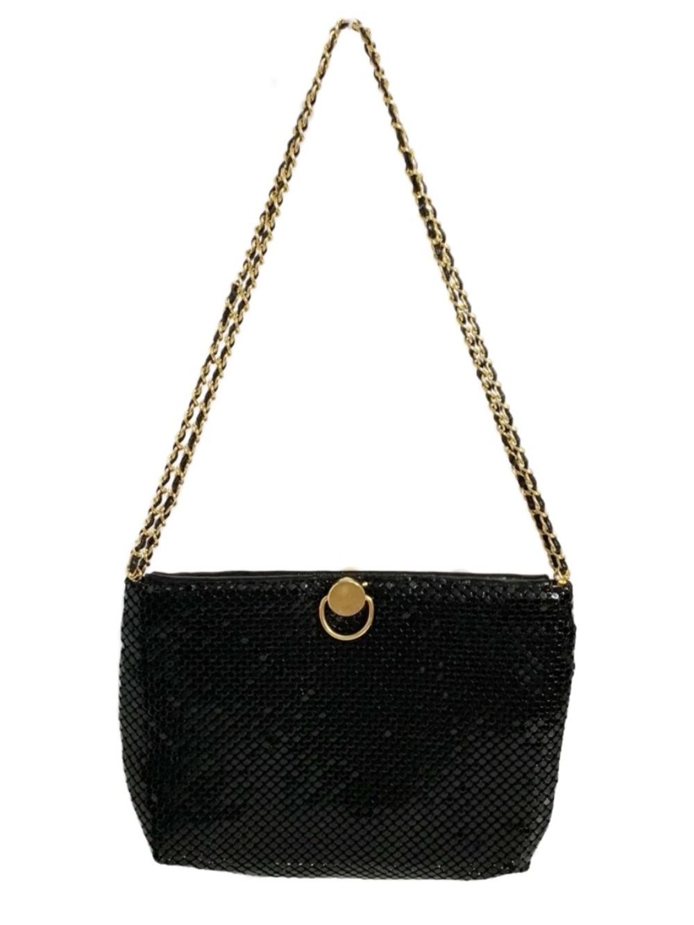 Unbranded Metal Mesh Evening Crossbody Bag Chain Strap with Faux Leather Accents